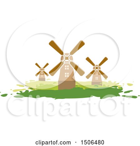 Clipart of a Meadow with Windmills - Royalty Free Vector Illustration by Lal Perera