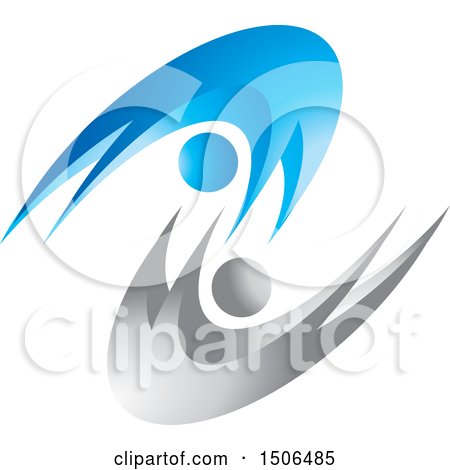 Clipart of a Blue and Silver Couple Dancing - Royalty Free Vector Illustration by Lal Perera