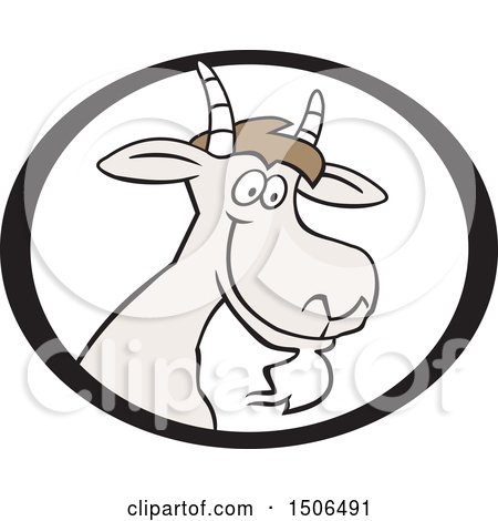 Clipart of a Happy Goat Mascot Head in an Oval - Royalty Free Vector Illustration by Johnny Sajem
