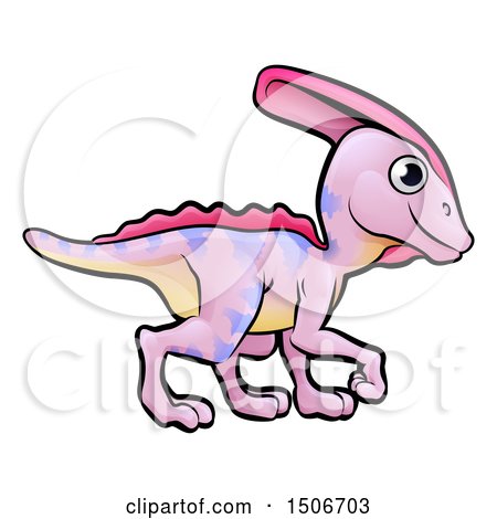 Clipart of a Cartoon Pink Parasaurolophus Dinosaur - Royalty Free Vector Illustration by AtStockIllustration