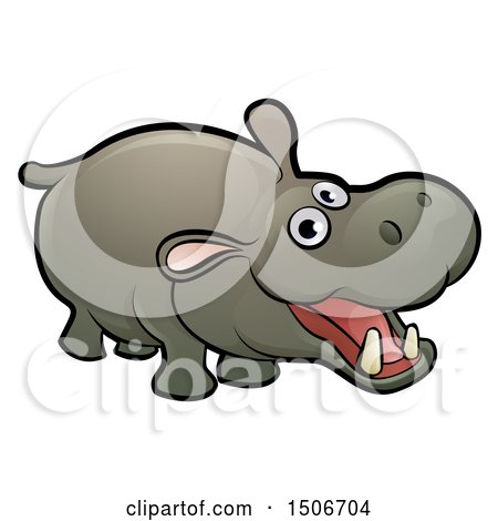 Clipart of a Cartoon Happy Hippopotamus - Royalty Free Vector Illustration by AtStockIllustration