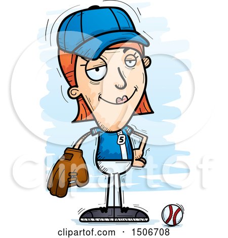 Clipart of a Confident White Female Baseball Player - Royalty Free Vector Illustration by Cory Thoman