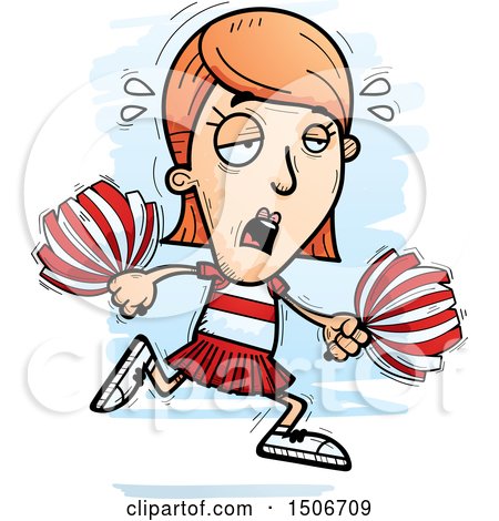 Clipart of a Tired White Female Cheerleader - Royalty Free Vector Illustration by Cory Thoman