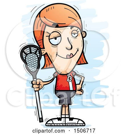 Clipart of a Confident White Female Lacrosse Player - Royalty Free Vector Illustration by Cory Thoman