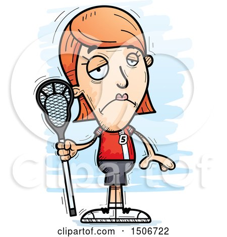 Clipart of a Sad White Female Lacrosse Player - Royalty Free Vector Illustration by Cory Thoman