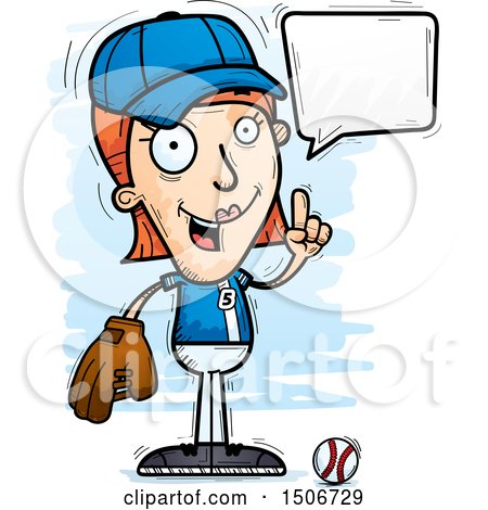 Clipart of a Talking White Female Baseball Player - Royalty Free Vector Illustration by Cory Thoman