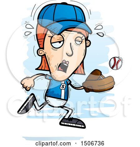 Clipart of a Tired White Female Baseball Player - Royalty Free Vector Illustration by Cory Thoman