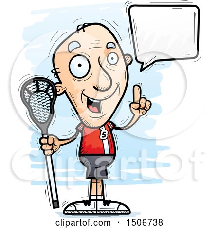 Clipart of a Talking Senior White Male Lacrosse Player - Royalty Free Vector Illustration by Cory Thoman