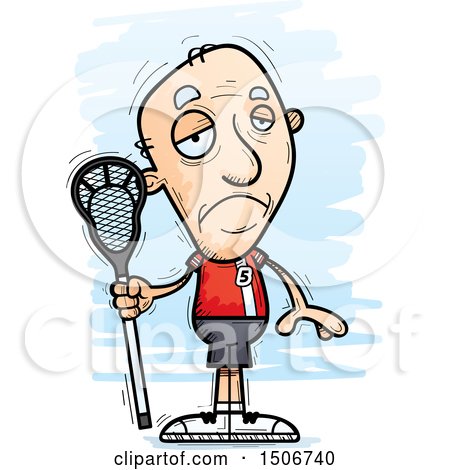 Clipart of a Sad Senior White Male Lacrosse Player - Royalty Free Vector Illustration by Cory Thoman