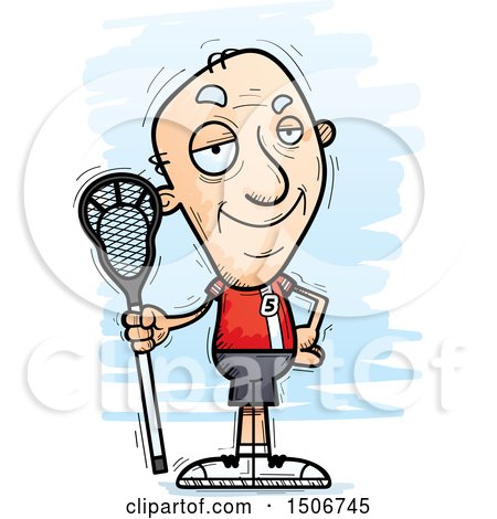 Clipart of a Confident Senior White Male Lacrosse Player - Royalty Free Vector Illustration by Cory Thoman