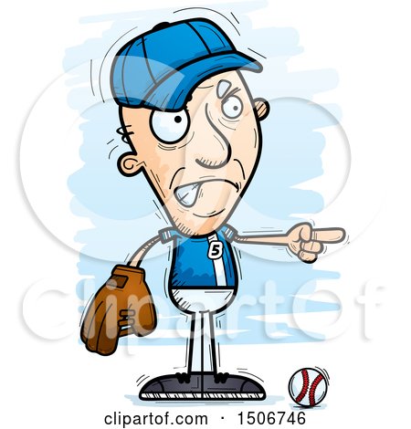 Clipart of a Mad Pointing Senior White Male Baseball Player - Royalty Free Vector Illustration by Cory Thoman