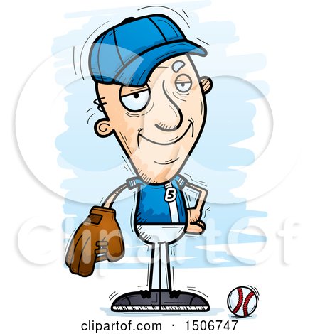 Clipart of a Confident Senior White Male Baseball Player - Royalty Free Vector Illustration by Cory Thoman