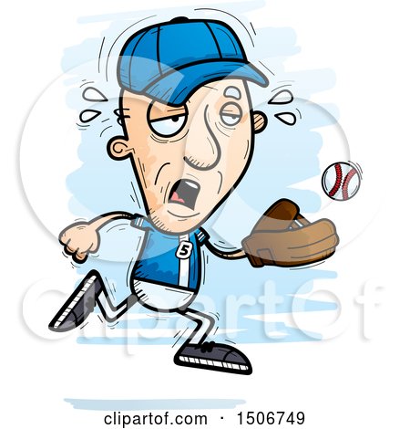 Clipart of a Tired Senior White Male Baseball Player - Royalty Free Vector Illustration by Cory Thoman