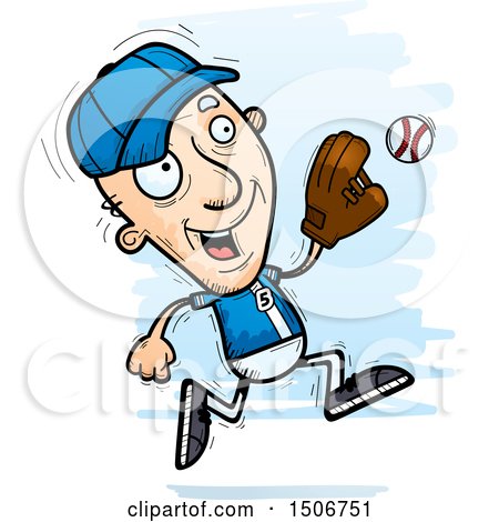 Clipart of a Running Senior White Male Baseball Player - Royalty Free Vector Illustration by Cory Thoman