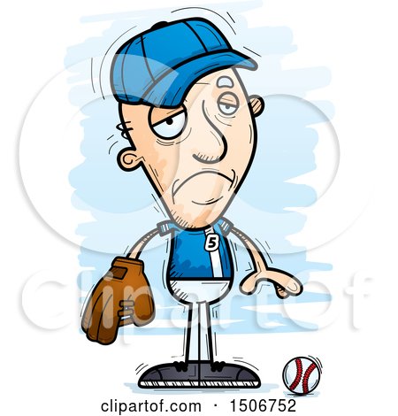Clipart of a Sad Senior White Male Baseball Player - Royalty Free Vector Illustration by Cory Thoman