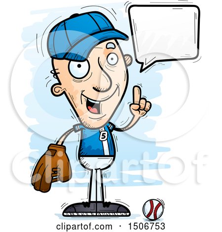 Clipart of a Talking Senior White Male Baseball Player - Royalty Free Vector Illustration by Cory Thoman