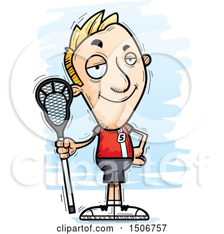 Clipart of a Confident White Male Lacrosse Player - Royalty Free Vector Illustration by Cory Thoman