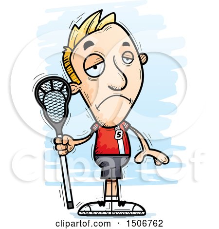 Clipart of a Sad White Male Lacrosse Player - Royalty Free Vector Illustration by Cory Thoman