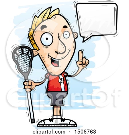 Clipart of a Talking White Male Lacrosse Player - Royalty Free Vector Illustration by Cory Thoman