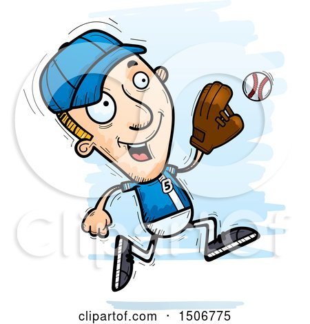 Clipart of a Running White Male Baseball Player - Royalty Free Vector Illustration by Cory Thoman