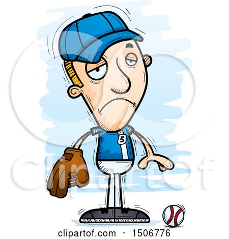 Clipart of a Sad White Male Baseball Player - Royalty Free Vector Illustration by Cory Thoman