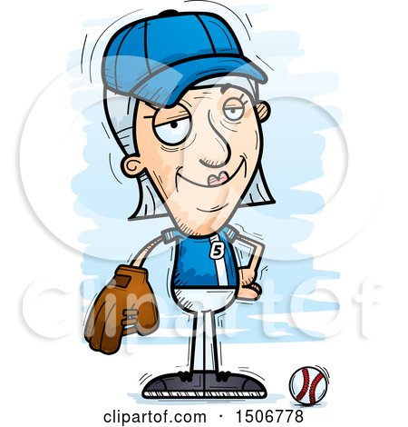 Clipart of a Confident Senior White Female Baseball Player - Royalty Free Vector Illustration by Cory Thoman