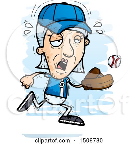 Clipart of a Tired Senior White Female Baseball Player - Royalty Free Vector Illustration by Cory Thoman