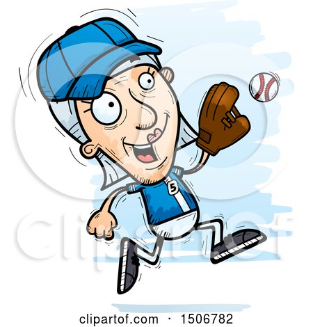 Clipart of a Running Senior White Female Baseball Player - Royalty Free Vector Illustration by Cory Thoman