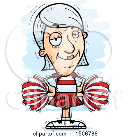 Clipart of a Confident Senior White Female Cheerleader - Royalty Free Vector Illustration by Cory Thoman