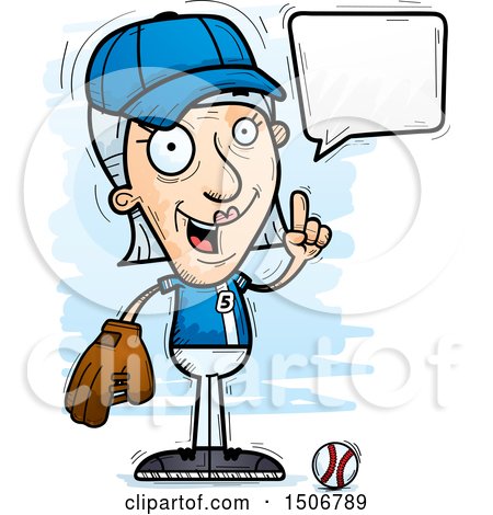 Clipart of a Talking Senior White Female Baseball Player - Royalty Free Vector Illustration by Cory Thoman