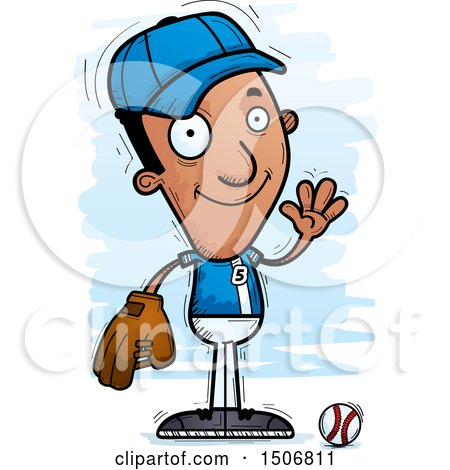 Clipart of a Waving Black Male Baseball Player - Royalty Free Vector Illustration by Cory Thoman