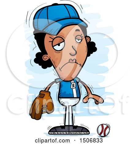 Clipart of a Sad Black Female Baseball Player - Royalty Free Vector Illustration by Cory Thoman