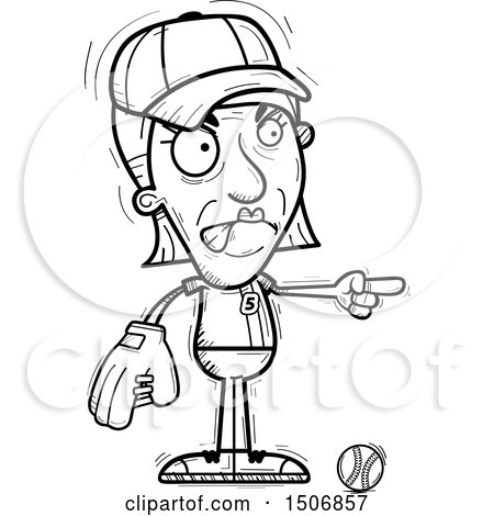 Clipart of a Mad Pointing Senior Female Baseball Player - Royalty Free Vector Illustration by Cory Thoman