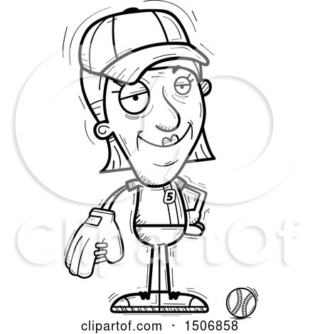 Clipart of a Confident Senior Female Baseball Player - Royalty Free Vector Illustration by Cory Thoman