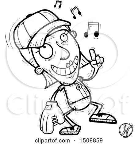Clipart of a Happy Dancing Senior Female Baseball Player - Royalty Free Vector Illustration by Cory Thoman
