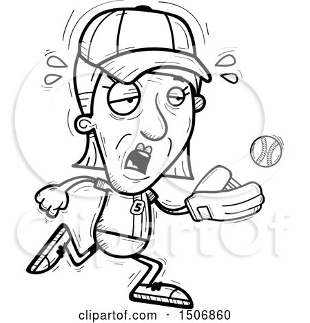 Clipart of a Tired Senior Female Baseball Player - Royalty Free Vector Illustration by Cory Thoman