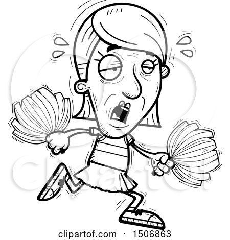 Clipart of a Tired Senior Female Cheerleader - Royalty Free Vector Illustration by Cory Thoman
