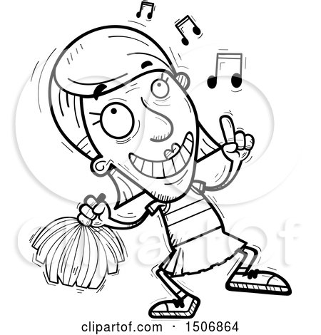 Clipart of a Happy Dancing Senior Female Cheerleader - Royalty Free Vector Illustration by Cory Thoman