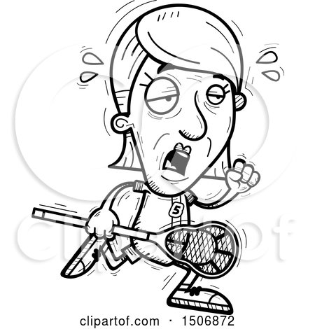 Clipart of a Tired Senior Female Lacrosse Player - Royalty Free Vector Illustration by Cory Thoman