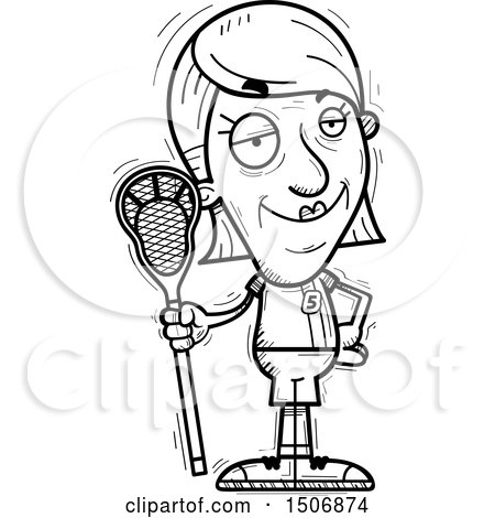 Clipart of a Confident Senior Female Lacrosse Player - Royalty Free Vector Illustration by Cory Thoman