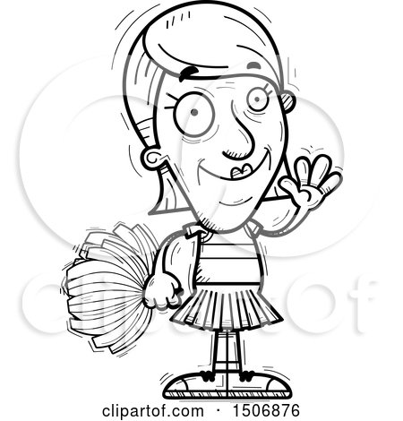 Clipart of a Waving Senior Female Cheerleader - Royalty Free Vector Illustration by Cory Thoman