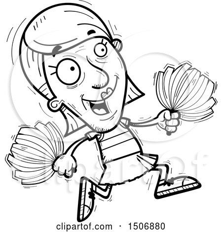 Clipart of a Running Senior Female Cheerleader - Royalty Free Vector Illustration by Cory Thoman