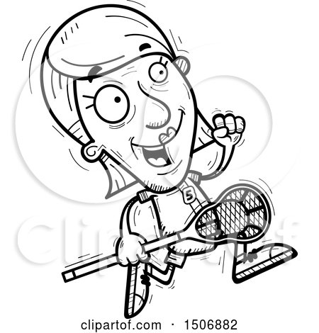 Clipart of a Running Senior Female Lacrosse Player - Royalty Free Vector Illustration by Cory Thoman