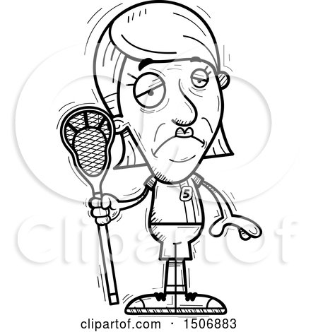 Clipart of a Sad Senior Female Lacrosse Player - Royalty Free Vector Illustration by Cory Thoman