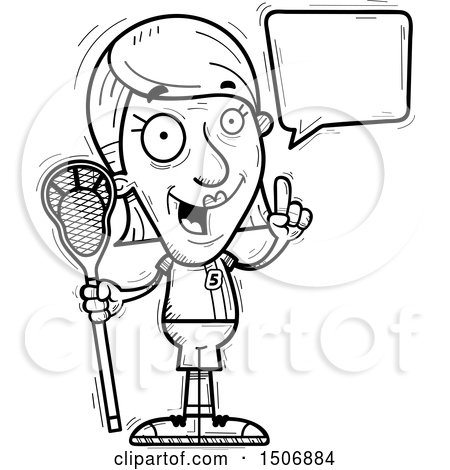 Clipart of a Talking Senior Female Lacrosse Player - Royalty Free Vector Illustration by Cory Thoman