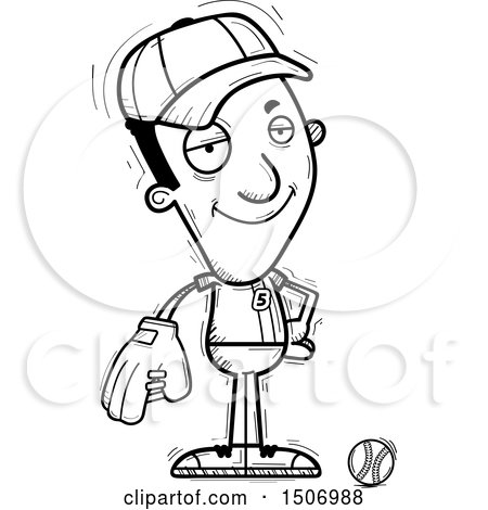 Clipart of a Black and White Confident Black Male Baseball Player - Royalty Free Vector Illustration by Cory Thoman