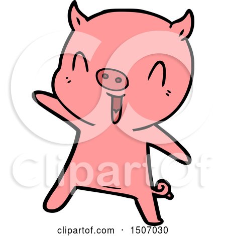 Animal Clipart Cartoon Pig Dancing by lineartestpilot