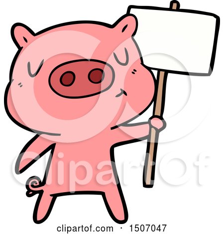 Animal Clipart Cartoon Content Pig Signpost;sign by lineartestpilot