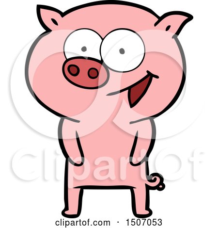 Cheerful Pig Cartoon by lineartestpilot