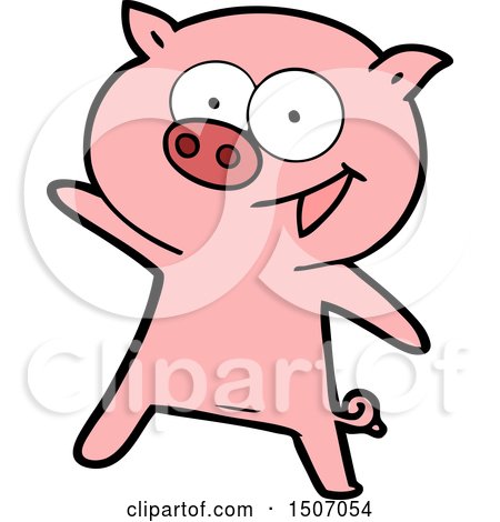 Cheerful Dancing Pig Cartoon by lineartestpilot